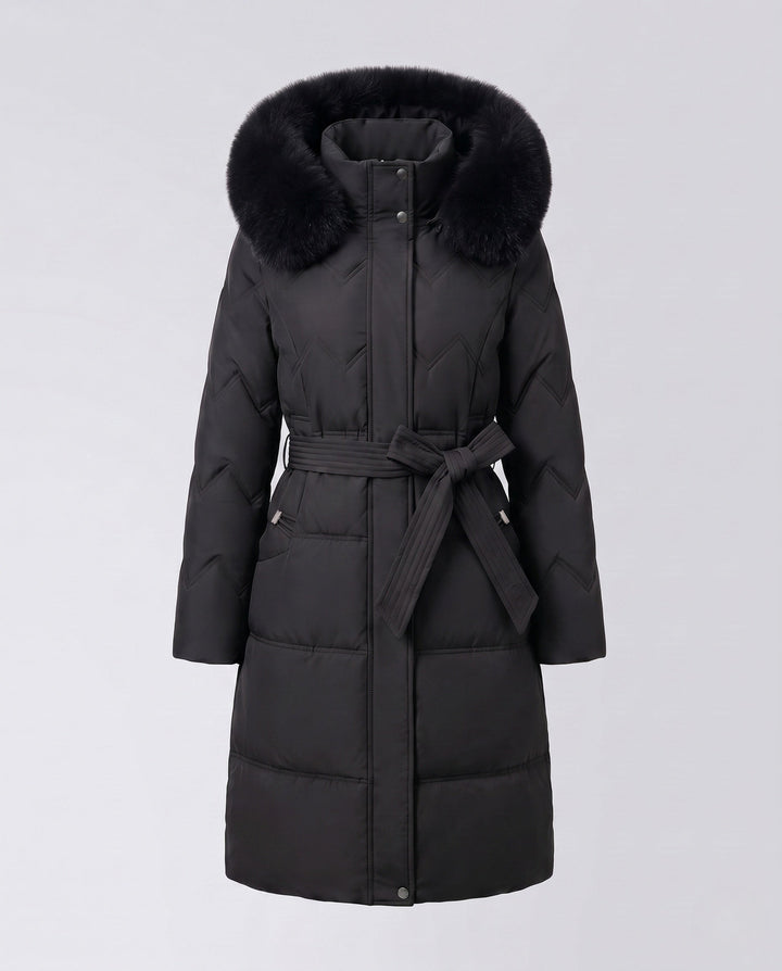 Wynn fitted puffer coat with faux fur hood – image 7