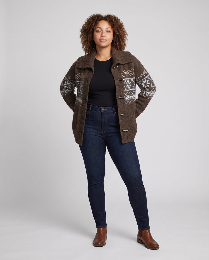 Jessa norwegian pattern oversized knit coat