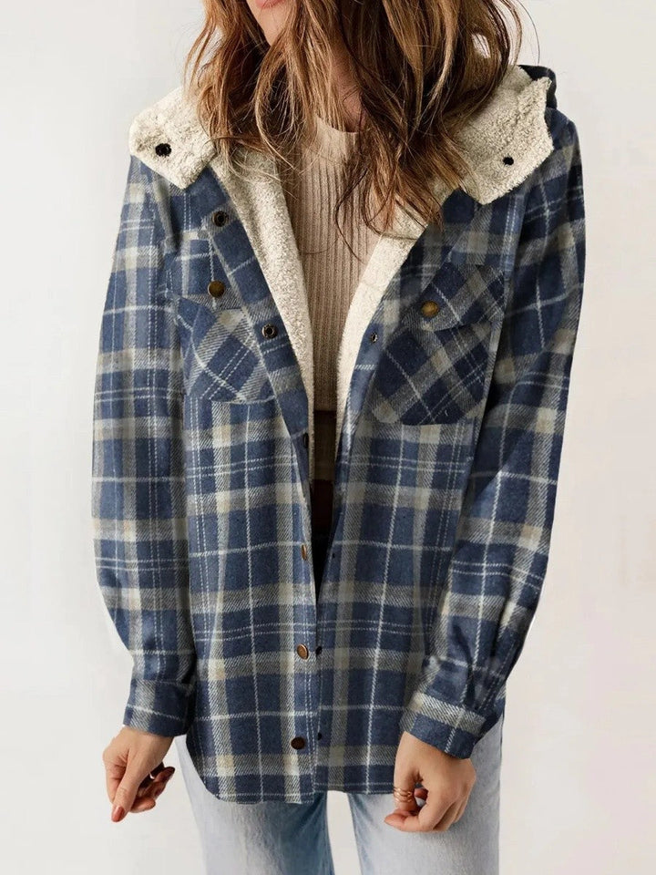 Shelby flannel shacket with sherpa hood – image 4