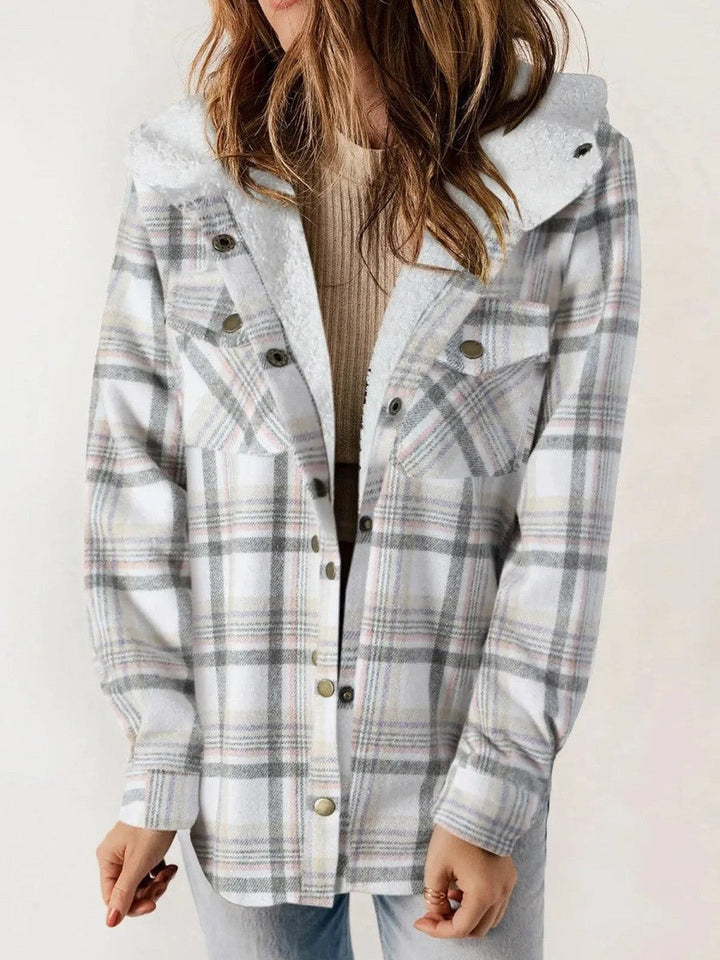 Shelby flannel shacket with sherpa hood – image 5