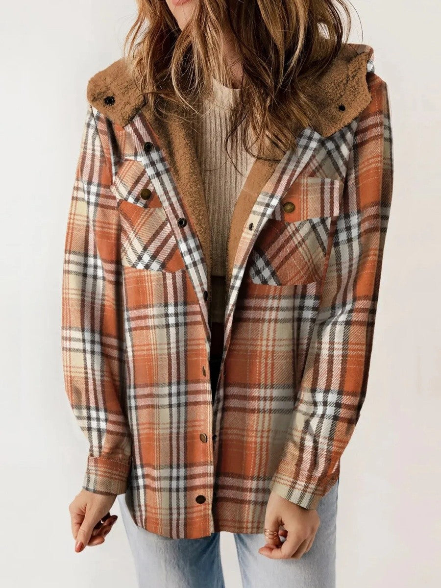 Shelby flannel shacket with sherpa hood – image 6