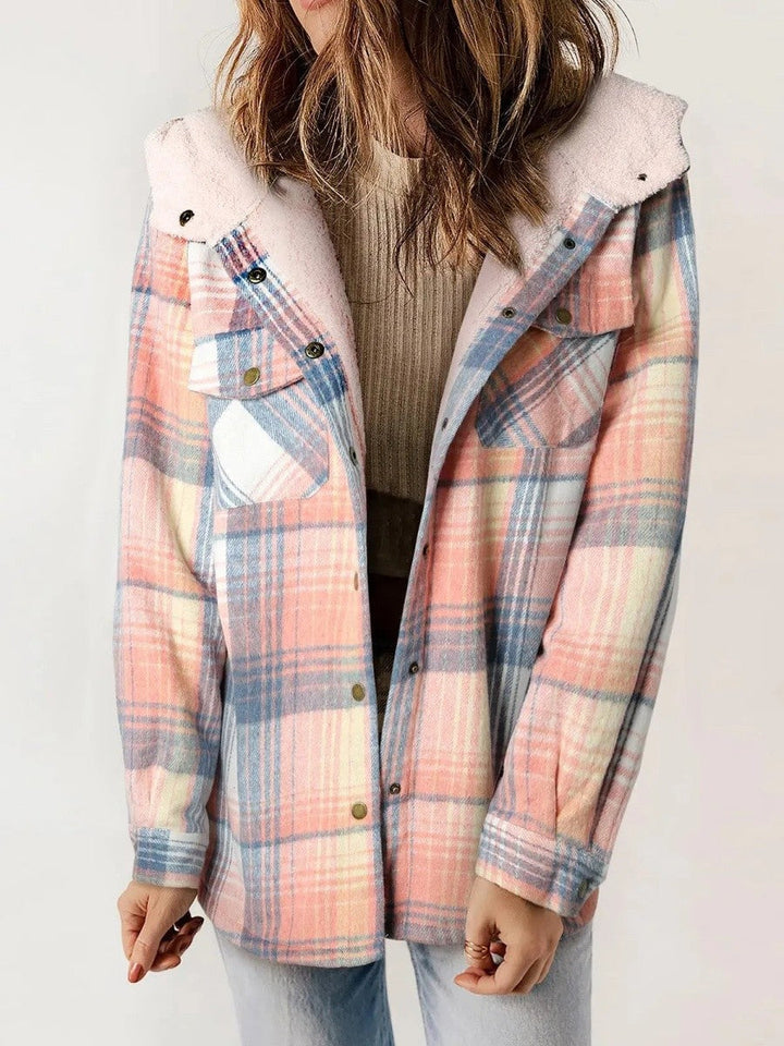 Shelby flannel shacket with sherpa hood – image 7