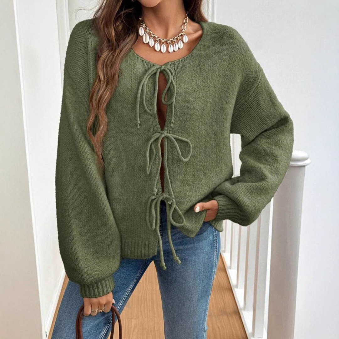 Bonnie tie front puff sleeve cardigan – image 6