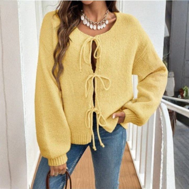 Bonnie tie front puff sleeve cardigan – image 7