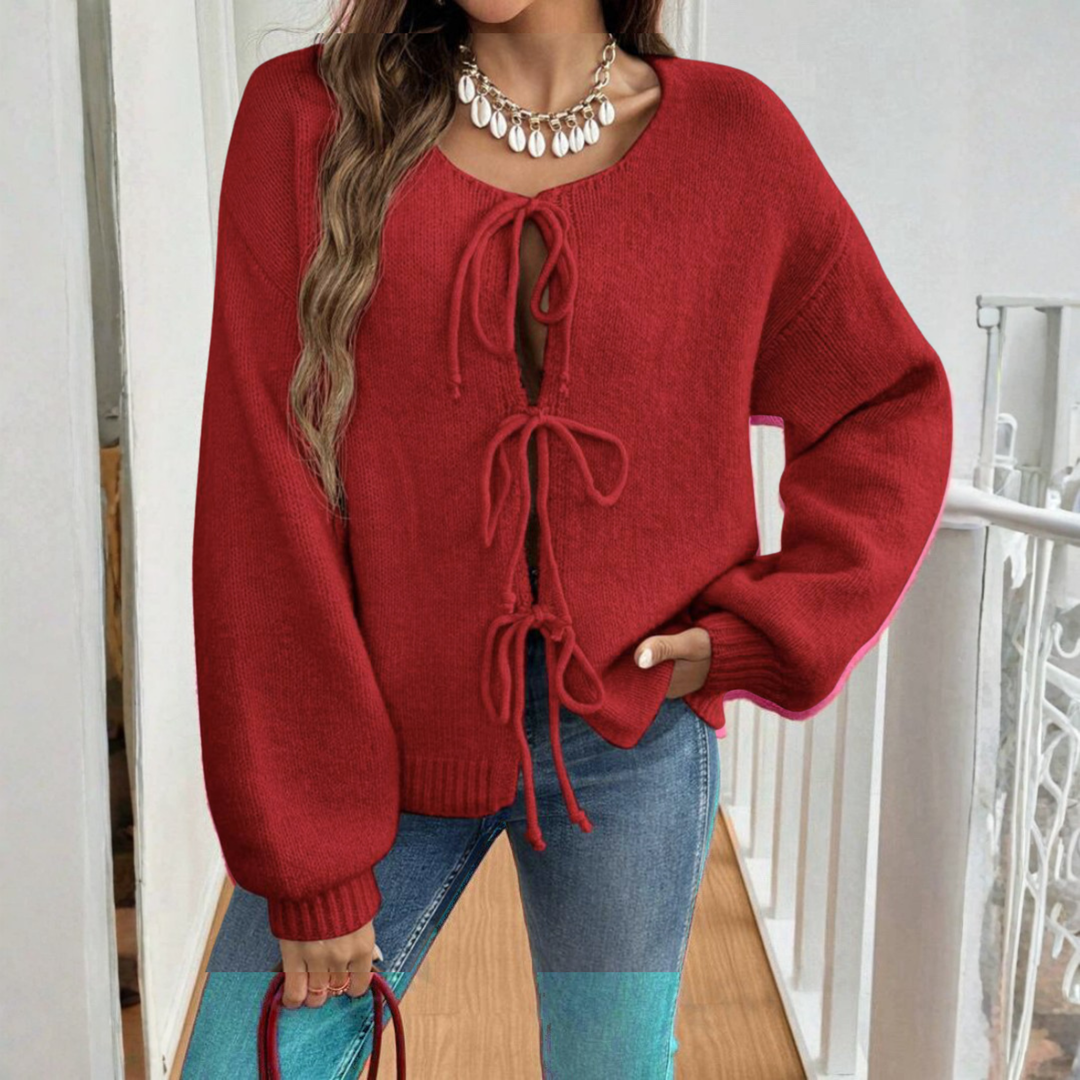 Bonnie tie front puff sleeve cardigan – image 9