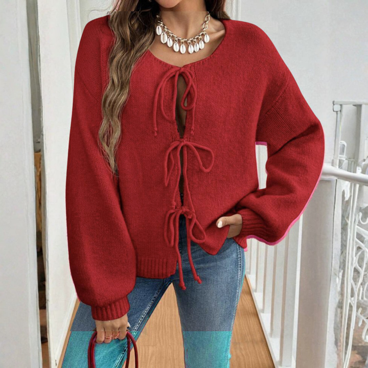 Bonnie tie front puff sleeve cardigan – image 9
