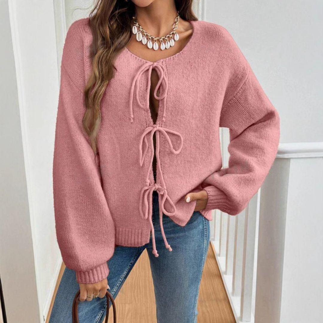 Bonnie tie front puff sleeve cardigan