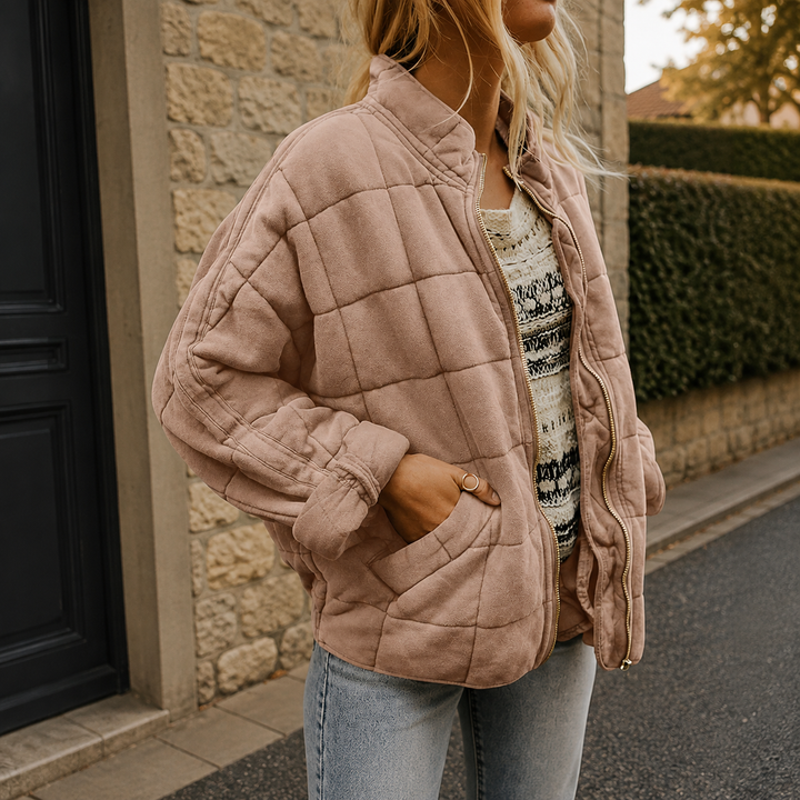 Natalie relaxed quilted jacket with stand collar – image 10