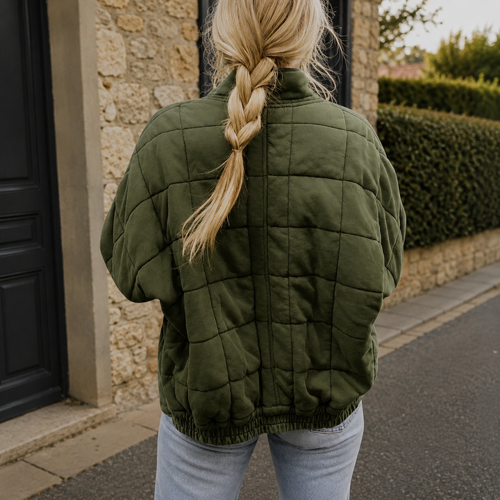 Natalie relaxed quilted jacket with stand collar – image 2