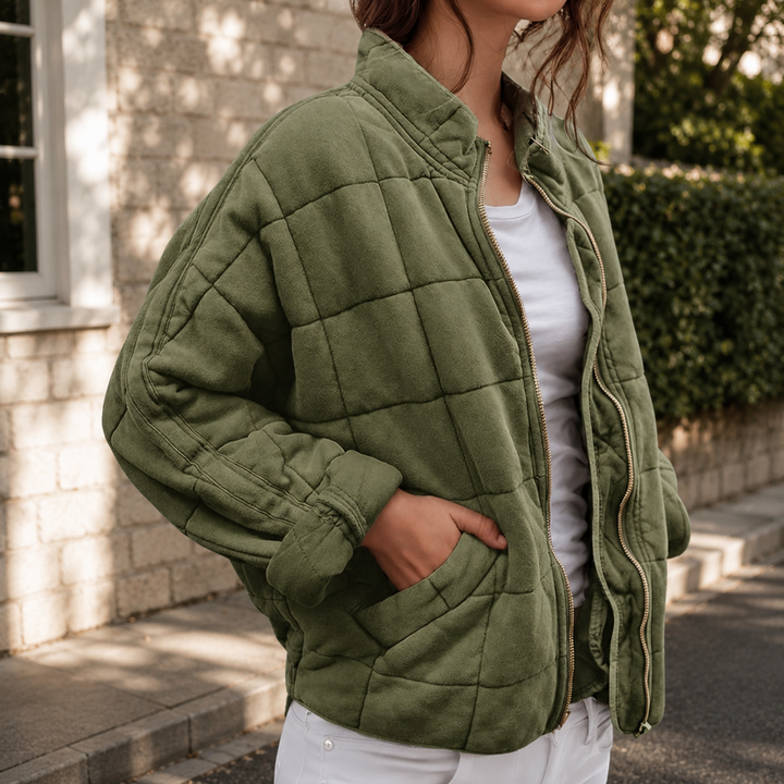 Natalie relaxed quilted jacket with stand collar – image 3