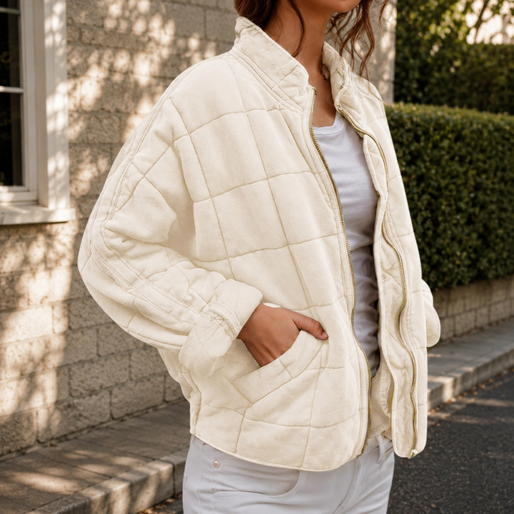 Natalie relaxed quilted jacket with stand collar – image 4