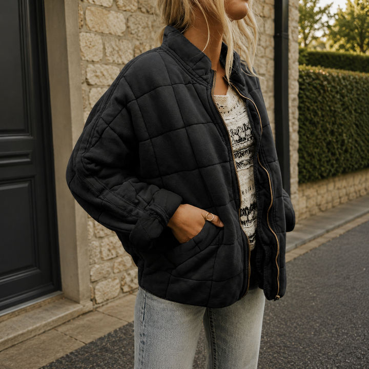 Natalie relaxed quilted jacket with stand collar – image 5
