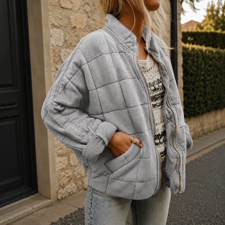 Natalie relaxed quilted jacket with stand collar – image 6