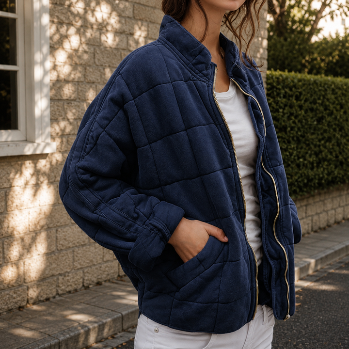 Natalie relaxed quilted jacket with stand collar – image 7
