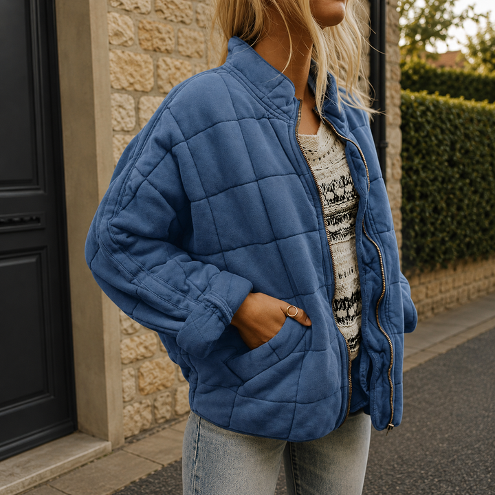 Natalie relaxed quilted jacket with stand collar – image 8