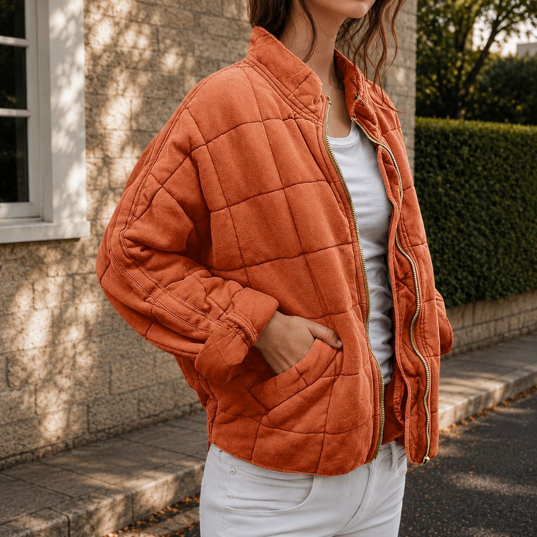 Natalie relaxed quilted jacket with stand collar – image 9