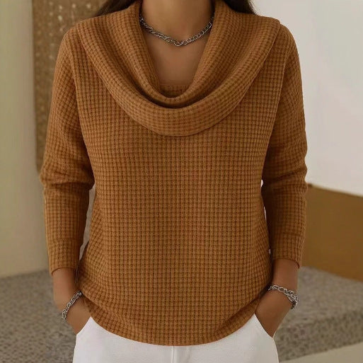 Josette relaxed waffle knit cowl neck sweater – image 2