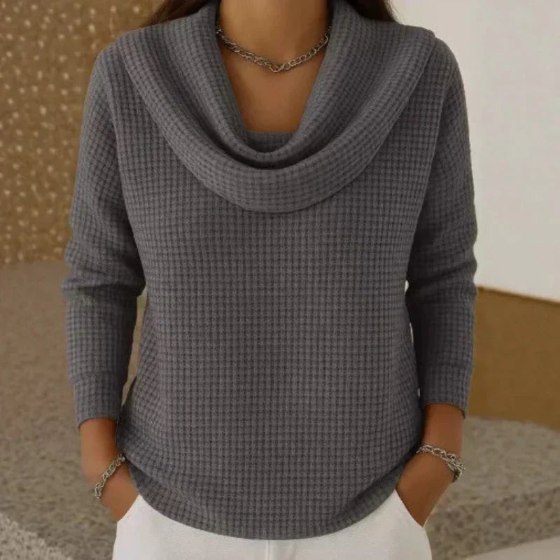 Josette relaxed waffle knit cowl neck sweater – image 4