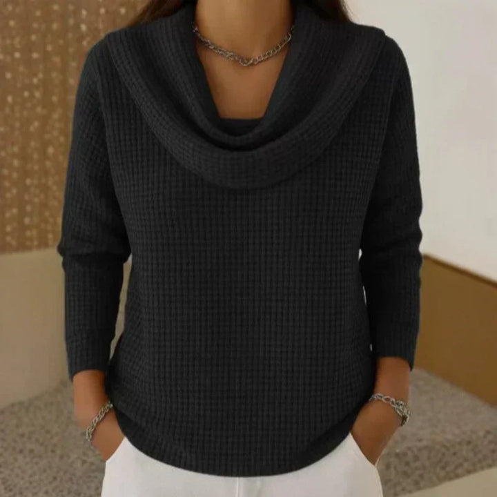 Josette relaxed waffle knit cowl neck sweater – image 5