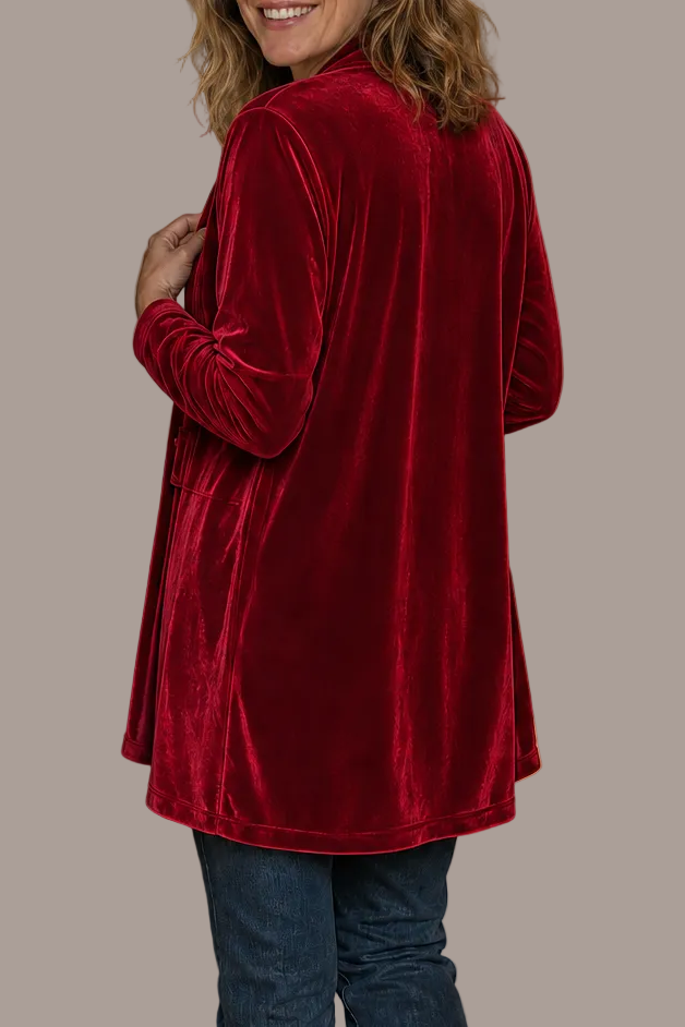 Teresa velvet blazer with shawl collar and button waist – image 2