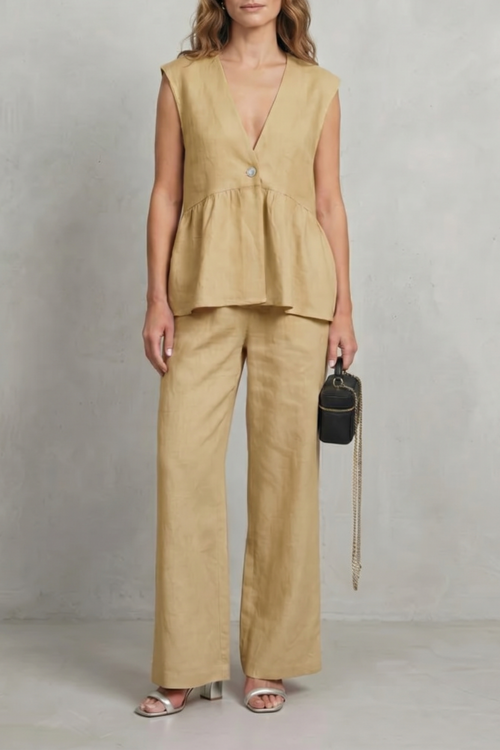 Hope ruffle hem top and straight leg pants set – image 11