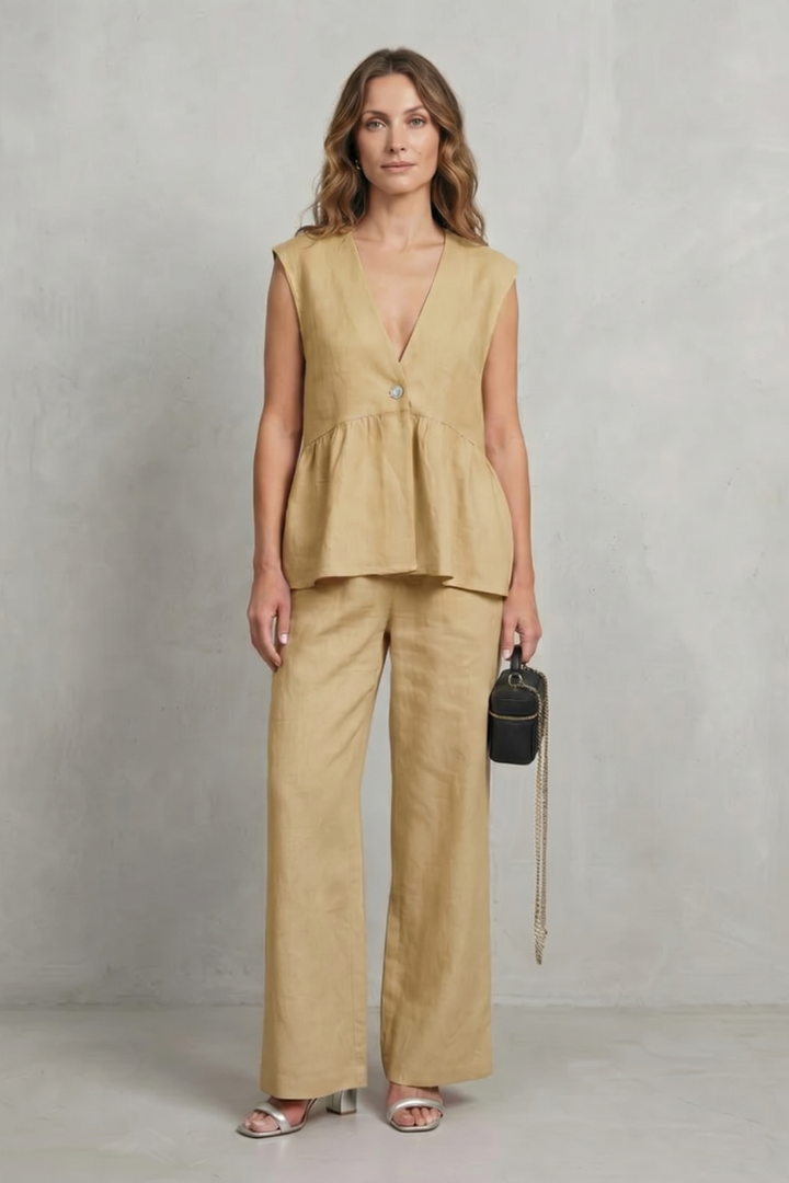 Hope ruffle hem top and straight leg pants set – image 12