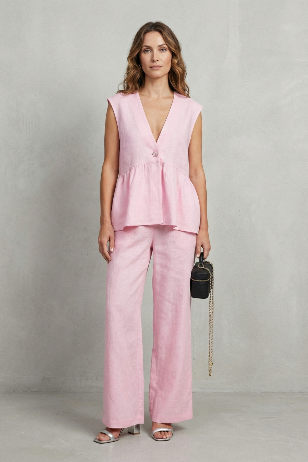 Hope ruffle hem top and straight leg pants set – image 2