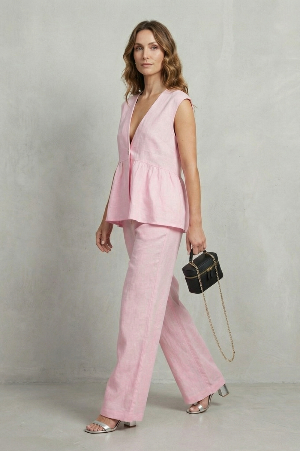 Hope ruffle hem top and straight leg pants set – image 3