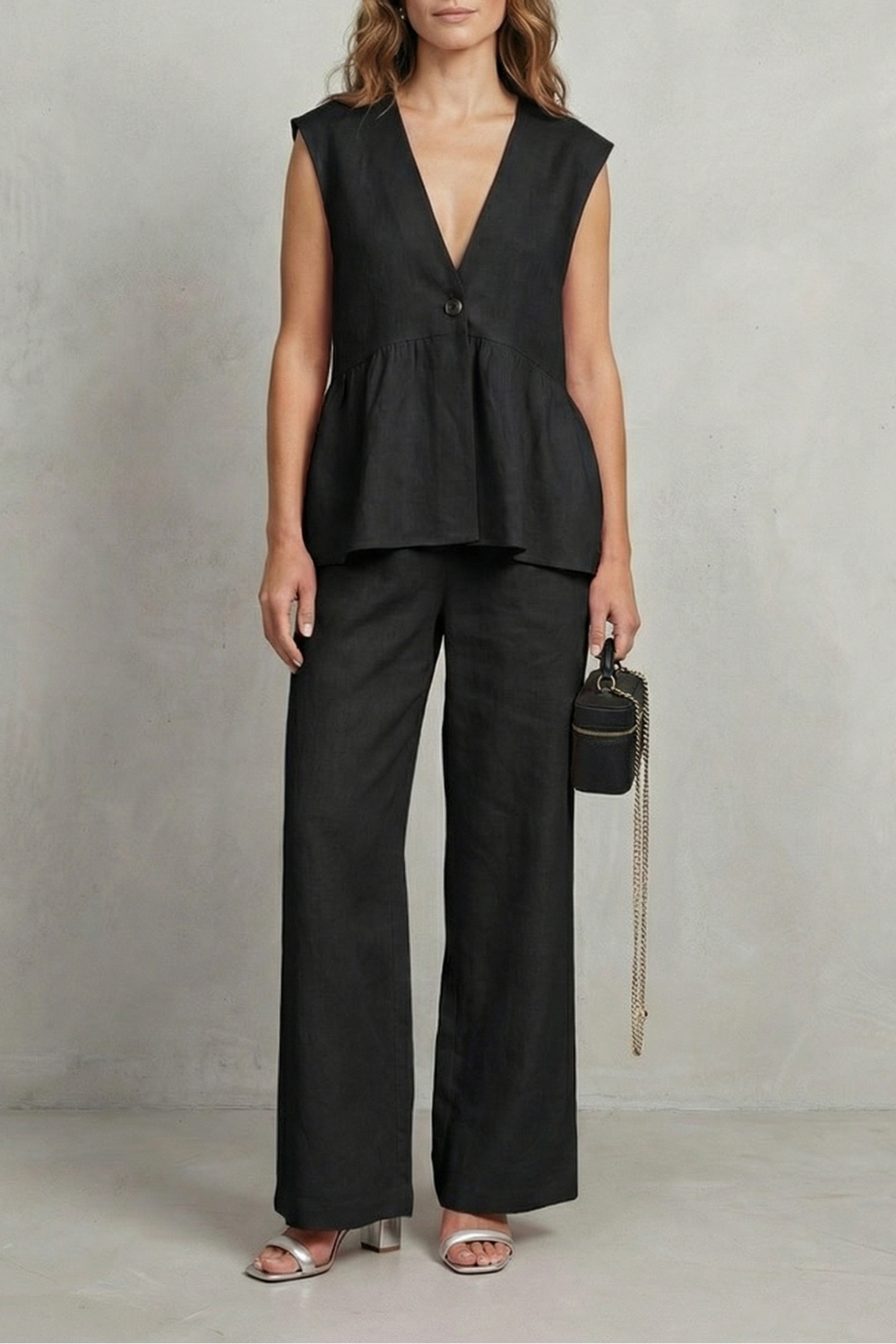 Hope ruffle hem top and straight leg pants set – image 7