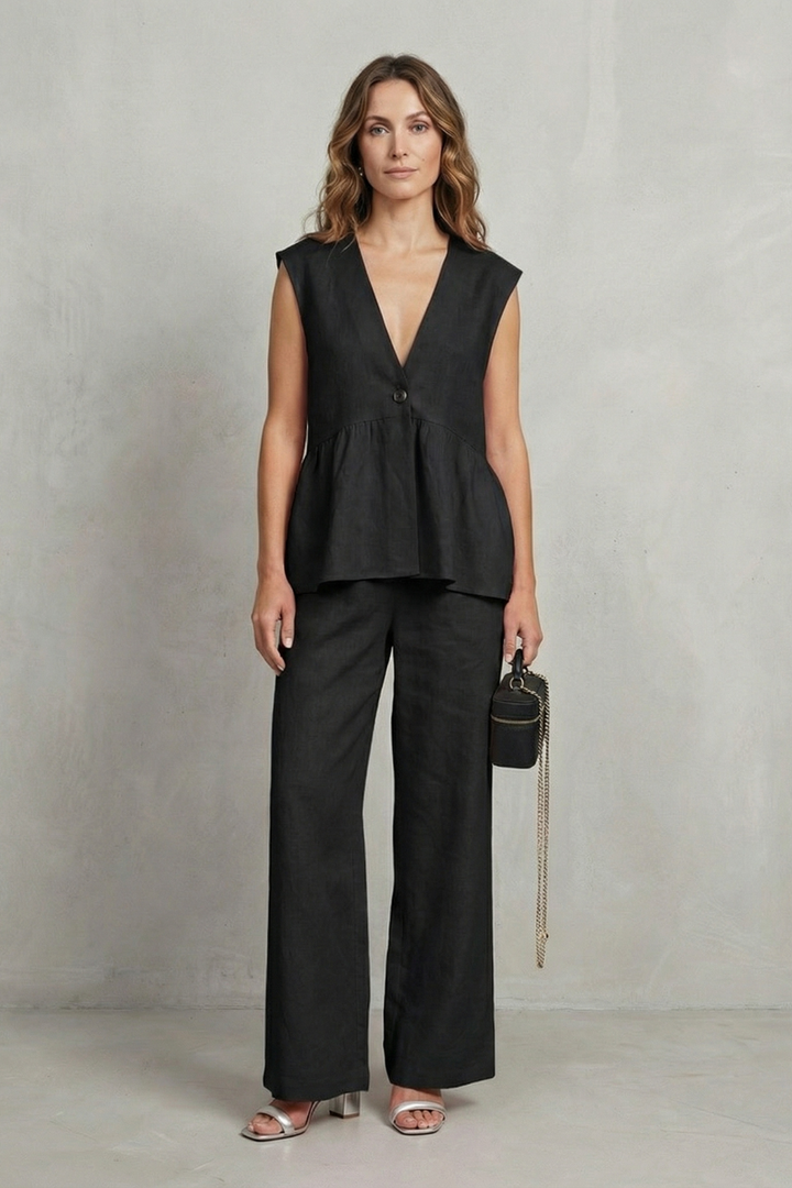 Hope ruffle hem top and straight leg pants set – image 8