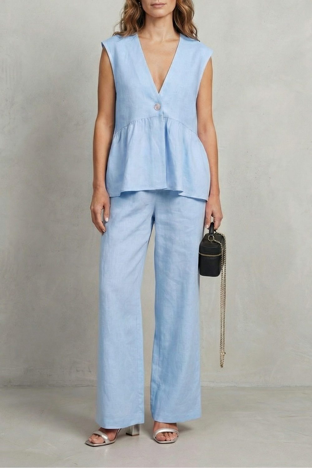 Hope ruffle hem top and straight leg pants set – image 5