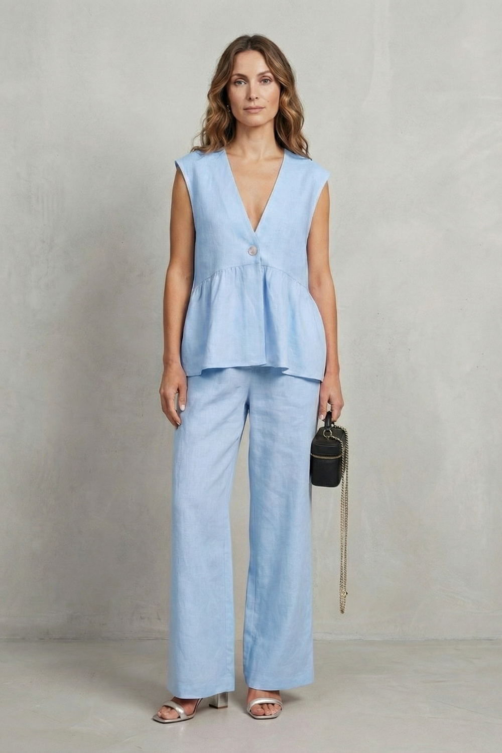 Hope ruffle hem top and straight leg pants set – image 6