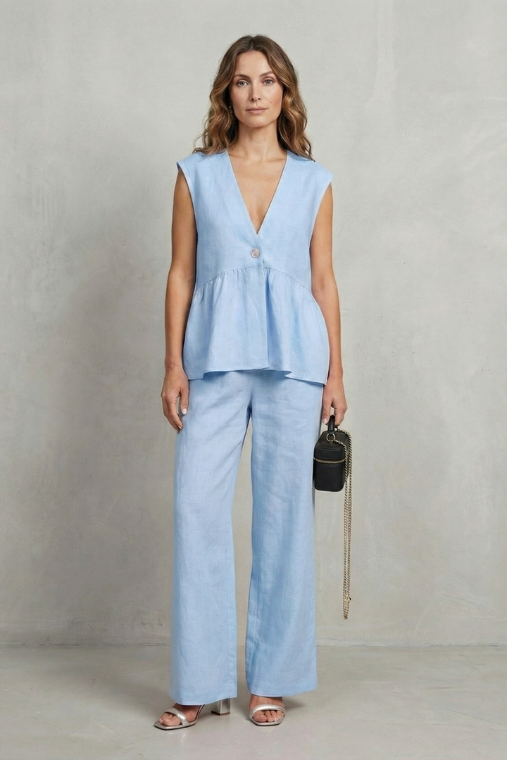 Hope ruffle hem top and straight leg pants set – image 6