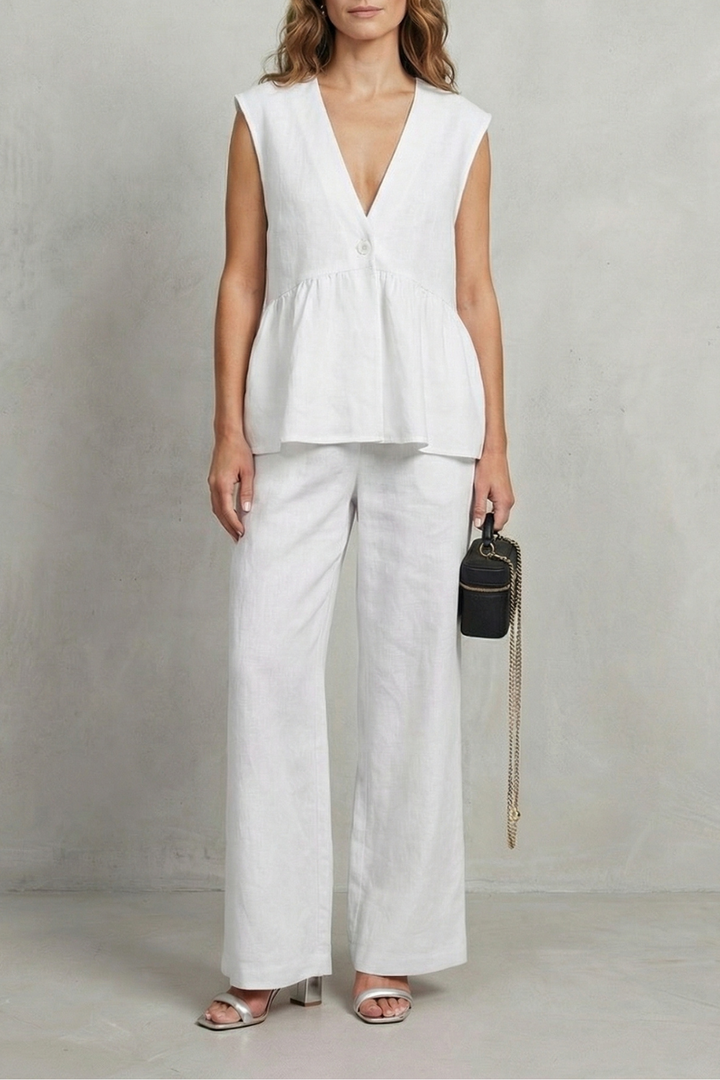 Hope ruffle hem top and straight leg pants set – image 9