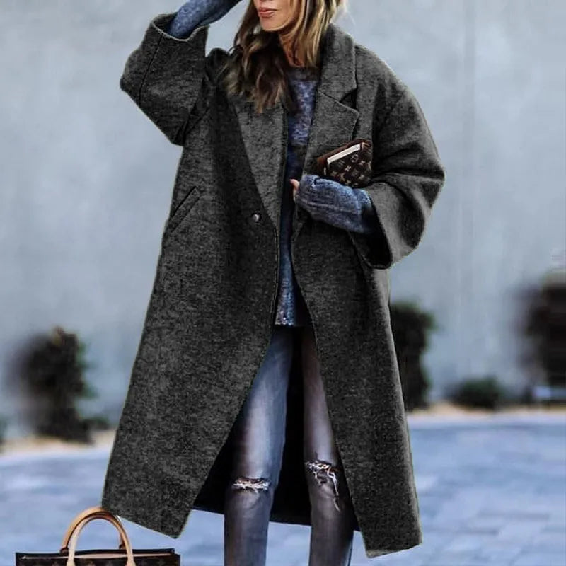 Kaitlyn printed wool blend long coat – image 9
