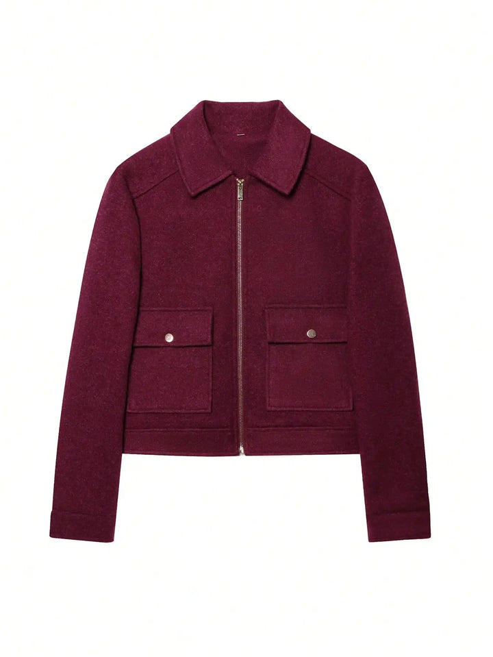 Ashley vintage stand collar wool coat with pockets – image 18