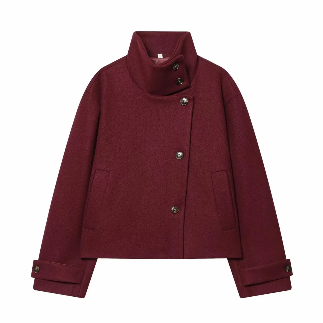 Ashley vintage stand collar wool coat with pockets – image 12
