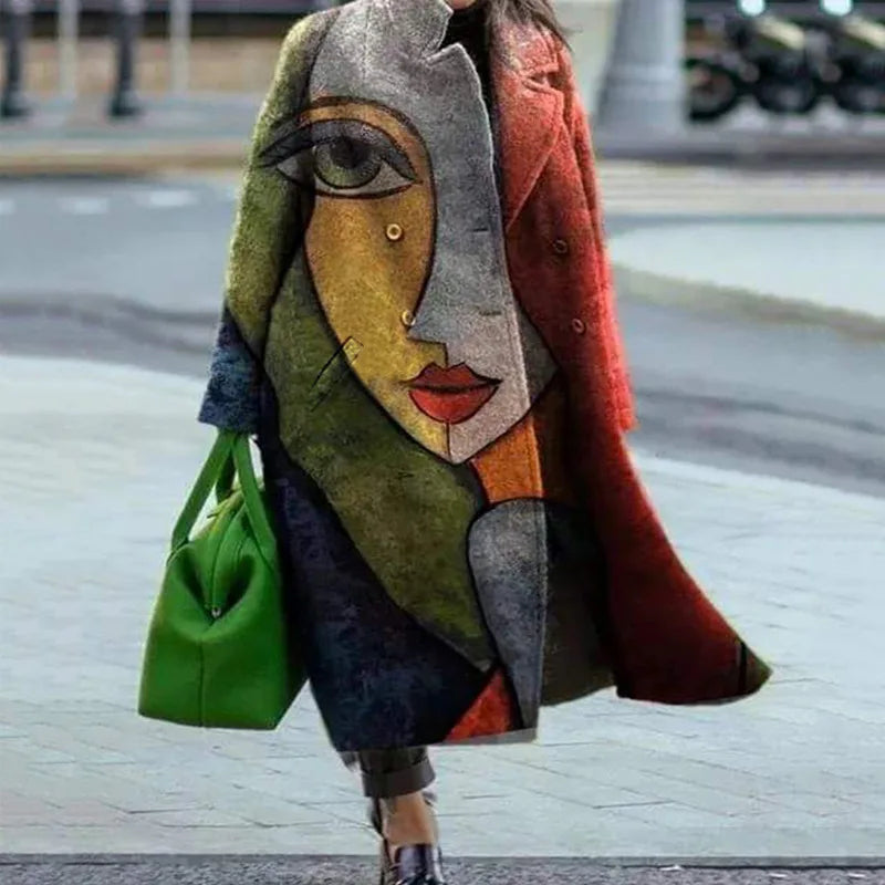 Kaitlyn printed wool blend long coat – image 14