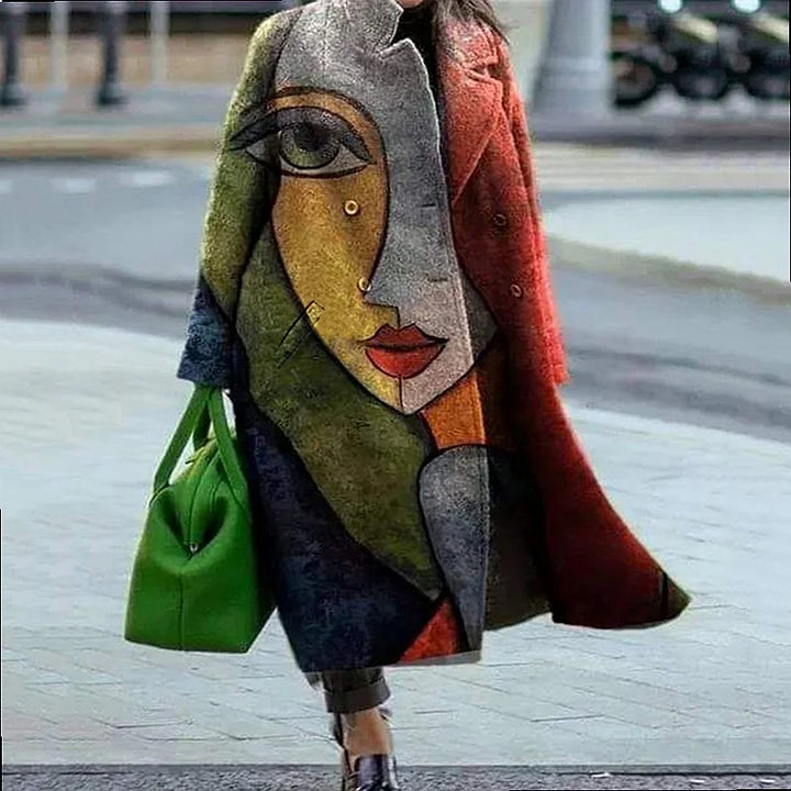Kaitlyn printed wool blend long coat – image 2