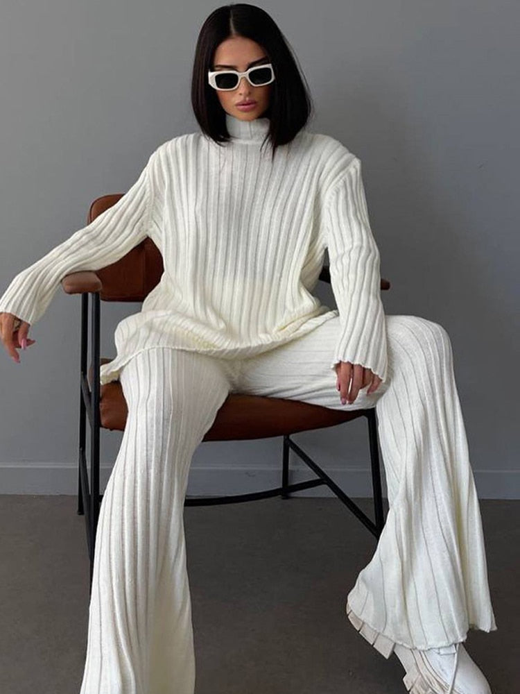 Celia ribbed turtleneck and flared pants set – image 8