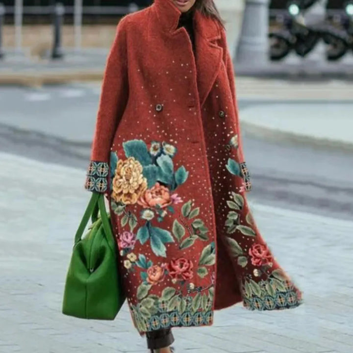 Kaitlyn printed wool blend long coat – image 18