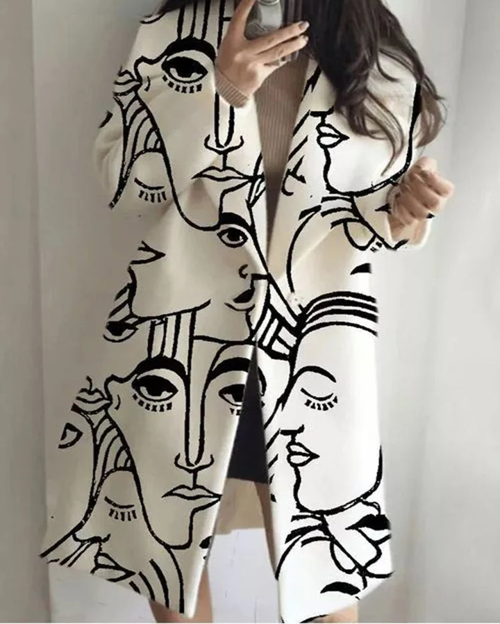 Kaitlyn printed wool blend long coat – image 12