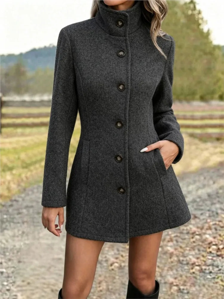 Danielle long stand collar wool coat – image 12