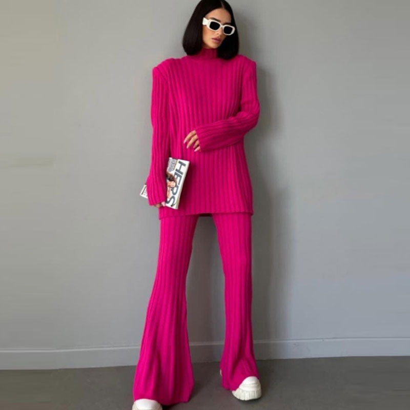Celia ribbed turtleneck and flared pants set – image 5