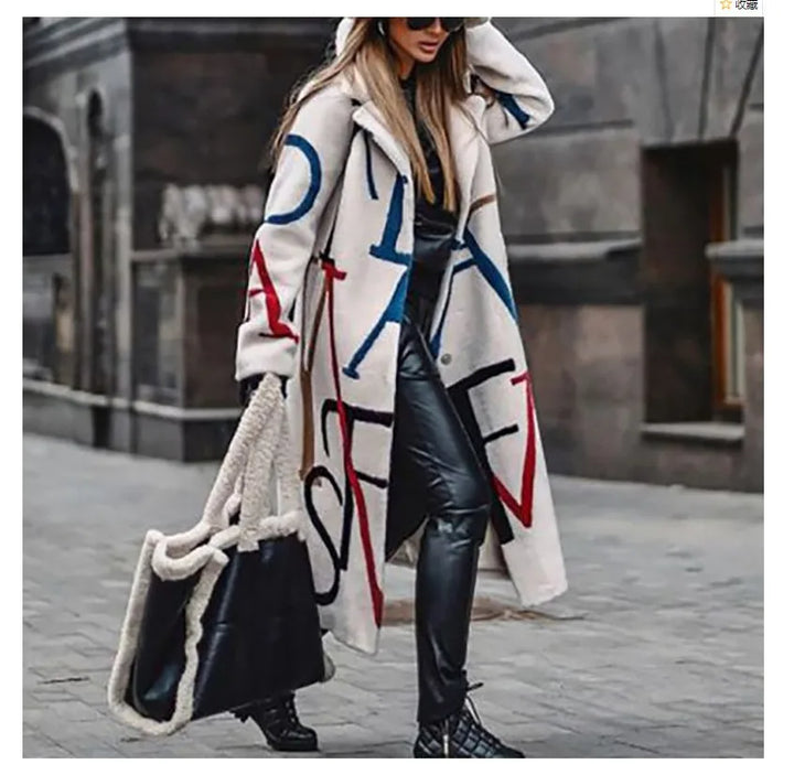 Kaitlyn printed wool blend long coat – image 25