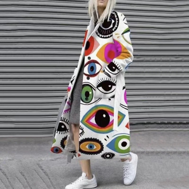 Kaitlyn printed wool blend long coat – image 27