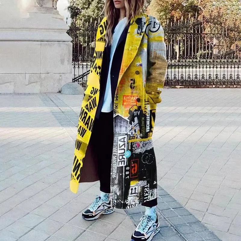 Kaitlyn printed wool blend long coat – image 28