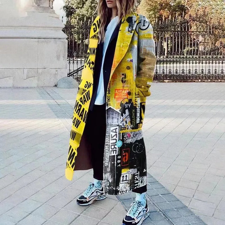 Kaitlyn printed wool blend long coat – image 28