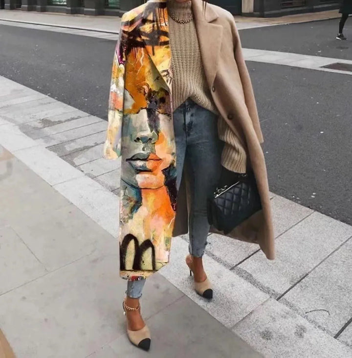 Kaitlyn printed wool blend long coat – image 36