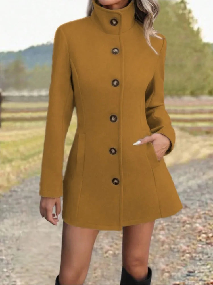 Danielle long stand collar wool coat – image 14